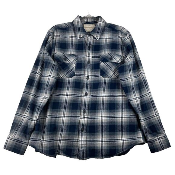 Weatherproof Vintage Men's Large Grey/Blu Plaid Flannel Lumberjack Outdoor Shirt - Picture 10 of 16